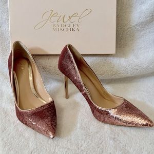 Jewel Badgley Mischka sequined heels